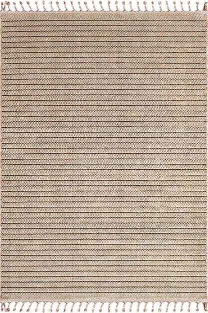 Evdeco Lena 1412 Bej Örgü Desenli Kesme Halı