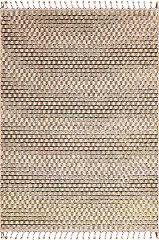 Evdeco Lena 1412 Bej Örgü Desenli Kesme Halı