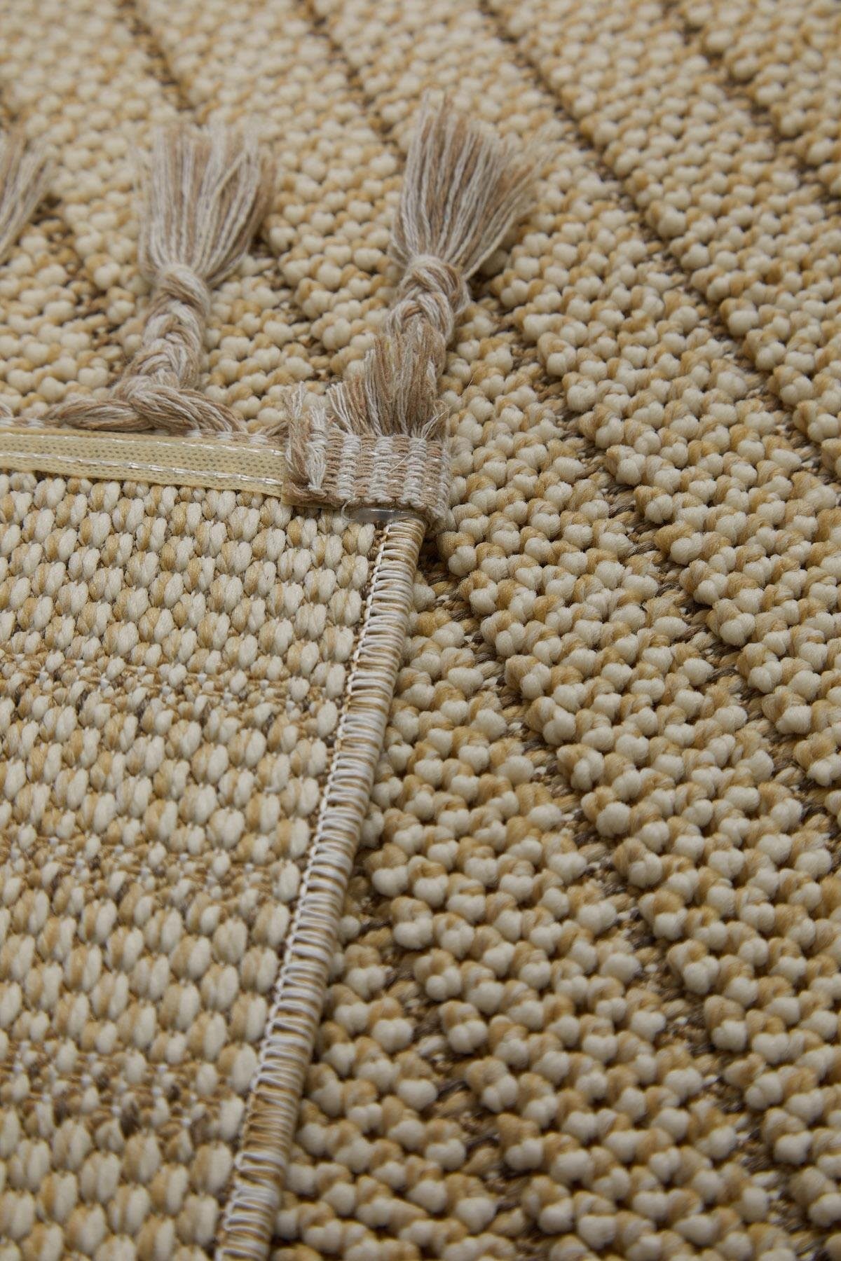 Evdeco Lena 1412 Bej Örgü Desenli Kesme Halı