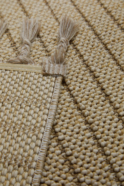 Evdeco Lena 1412 Bej Örgü Desenli Kesme Halı