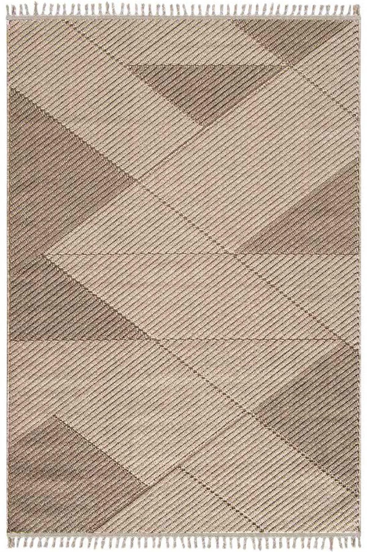 Evdeco Lena 1413 Bej Örgü Desenli Kesme Halı