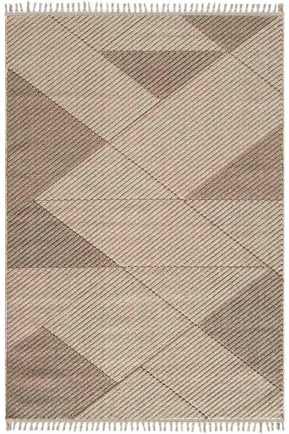 Evdeco Lena 1413 Bej Örgü Desenli Kesme Halı