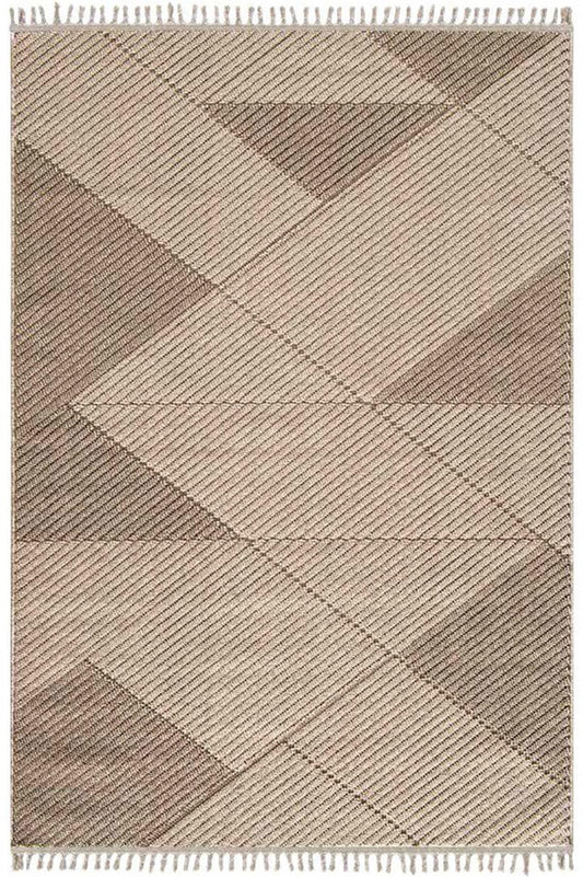 Evdeco Lena 1413 Bej Örgü Desenli Kesme Halı