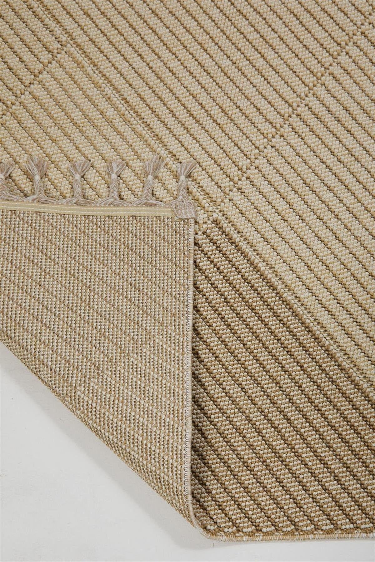 Evdeco Lena 1413 Bej Örgü Desenli Kesme Halı