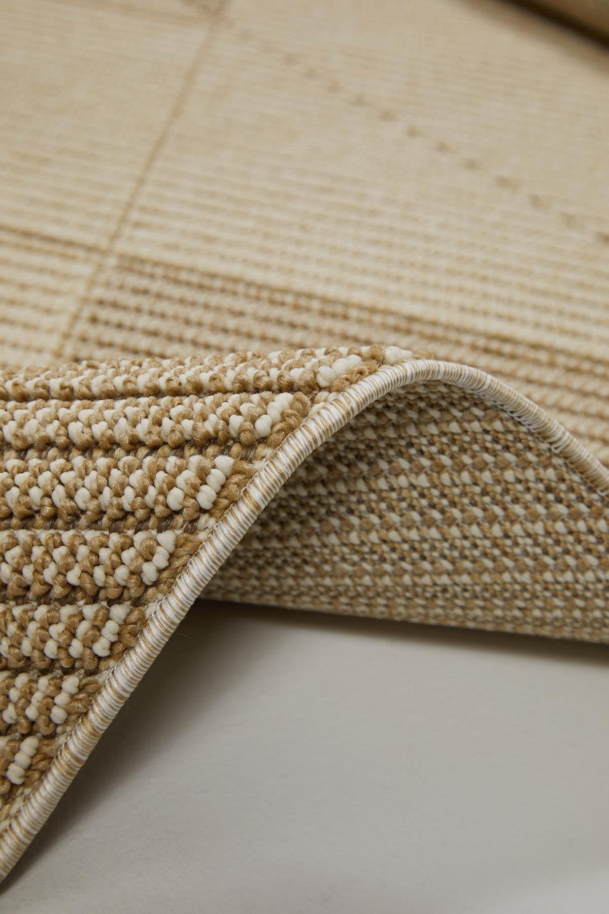 Evdeco Lena 1413 Bej Örgü Desenli Kesme Halı