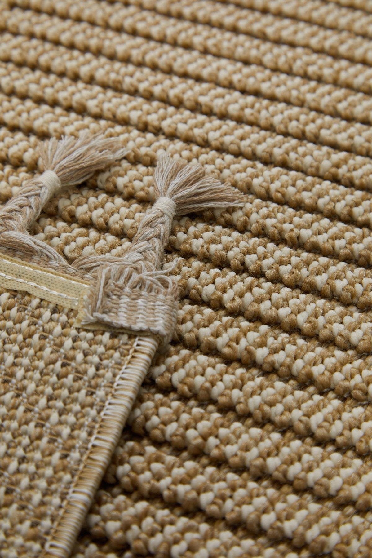 Evdeco Lena 1413 Bej Örgü Desenli Kesme Halı