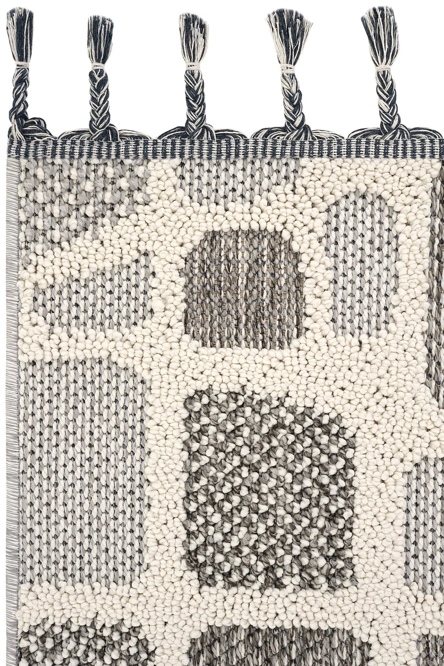 Evdeco Lena 1414 Gri Örgü Desenli Kesme Halı