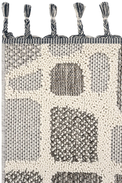 Evdeco Lena 1414 Gri Örgü Desenli Kesme Halı