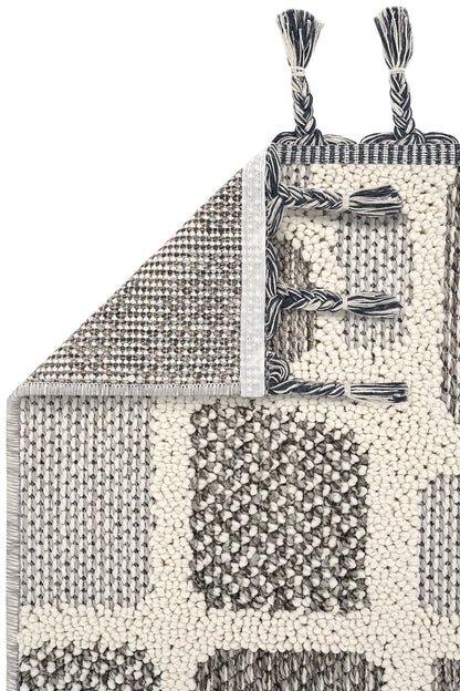 Evdeco Lena 1414 Gri Örgü Desenli Kesme Halı