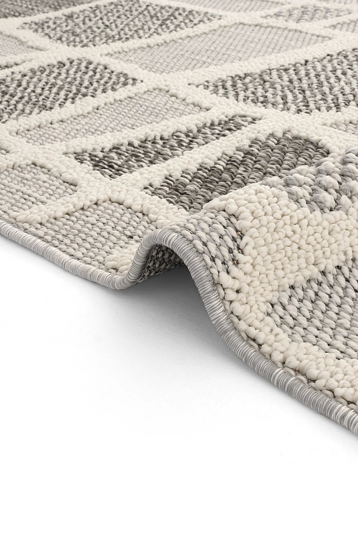 Evdeco Lena 1414 Gri Örgü Desenli Kesme Halı