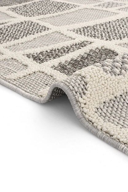 Evdeco Lena 1414 Gri Örgü Desenli Kesme Halı