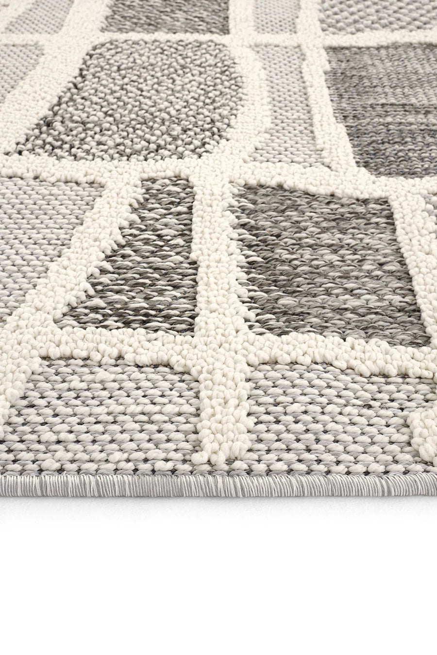 Evdeco Lena 1414 Gri Örgü Desenli Kesme Halı