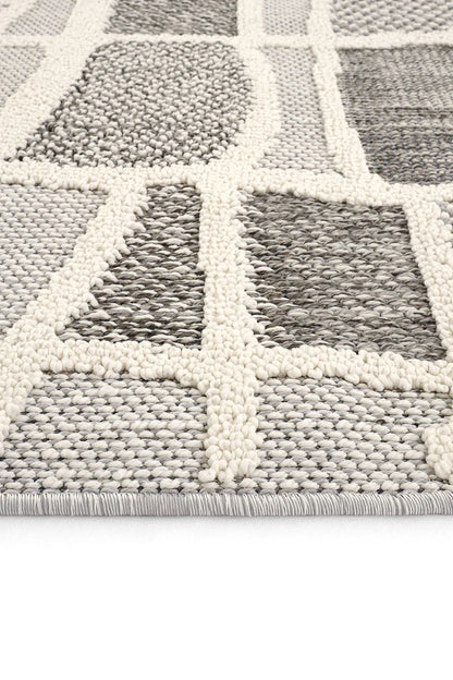 Evdeco Lena 1414 Gri Örgü Desenli Kesme Halı