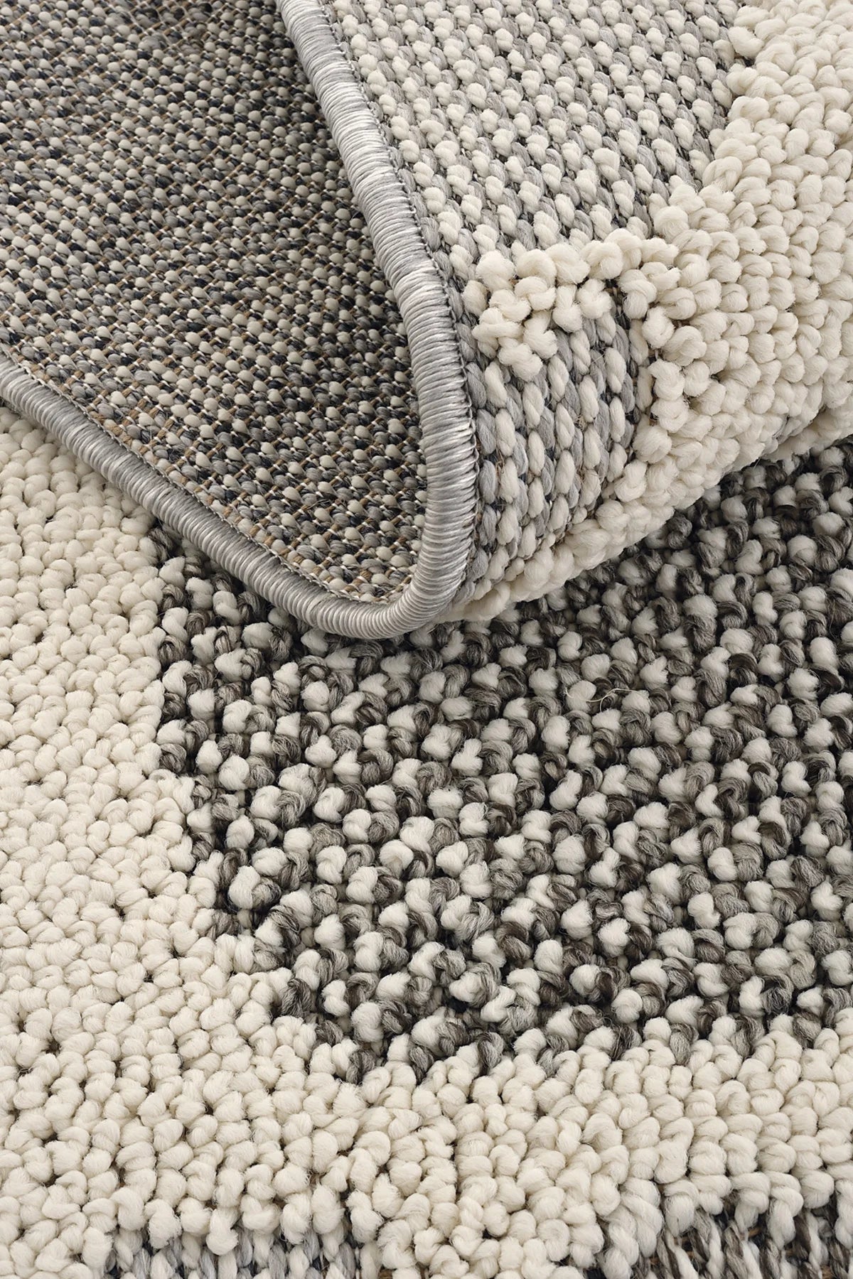 Evdeco Lena 1414 Gri Örgü Desenli Kesme Halı