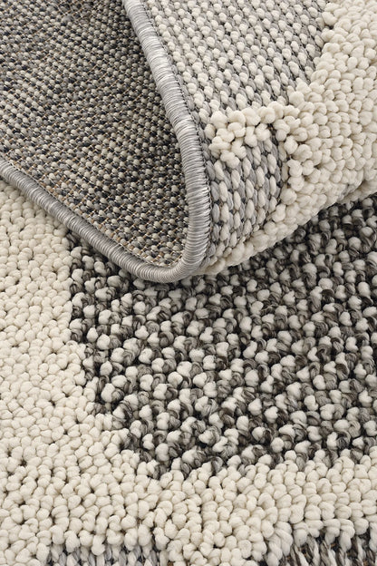 Evdeco Lena 1414 Gri Örgü Desenli Kesme Halı