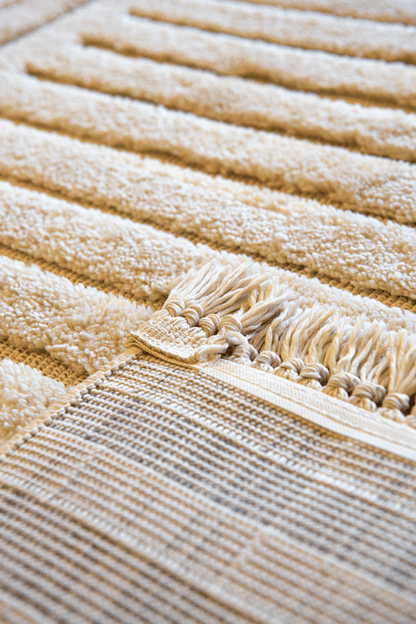 Evdeco Molde 2213 Krem Etnik Desenli Modern Salon Halısı