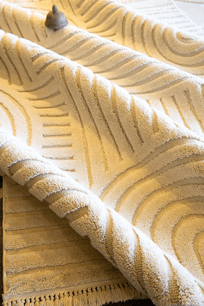 Evdeco Molde 2213 Krem Etnik Desenli Modern Salon Halısı