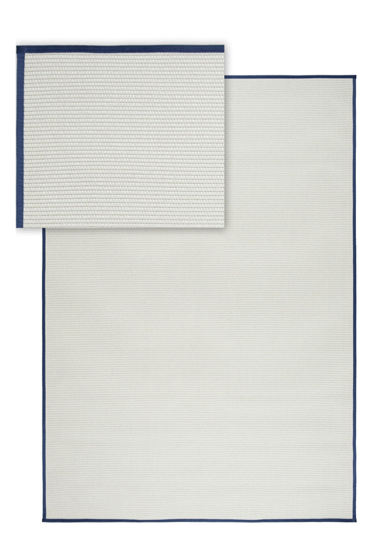 Evdeco Suit SU01 Beyaz Lacivert Biyeli Doğal Sisal Mutfak Halısı Koridor Halısı