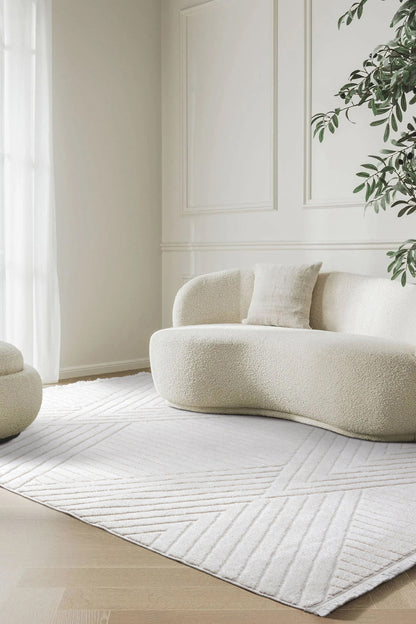 Seka Halı Sidney SD01 Krem Modern İskandinav Peluş Dokulu Halı