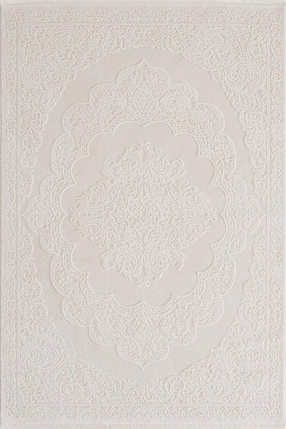 Evdeco Aden 8601 Beyaz Yumuşak Dokulu Salon Halısı