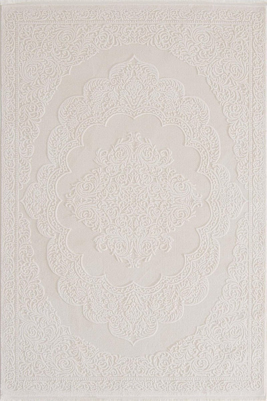 Evdeco Aden 8601 Beyaz Yumuşak Dokulu Salon Halısı