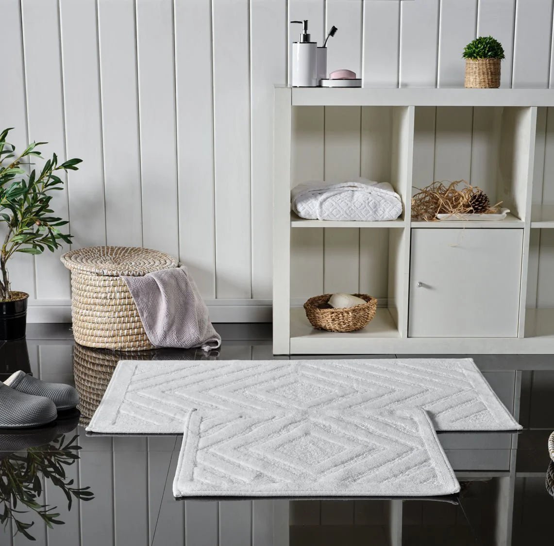 Banyo Paspası Zena Krem - Krem - Evdeco