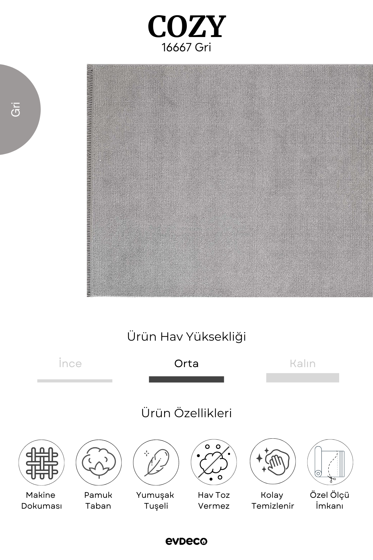 Seka Halı Cozy 16667 Gri Halı