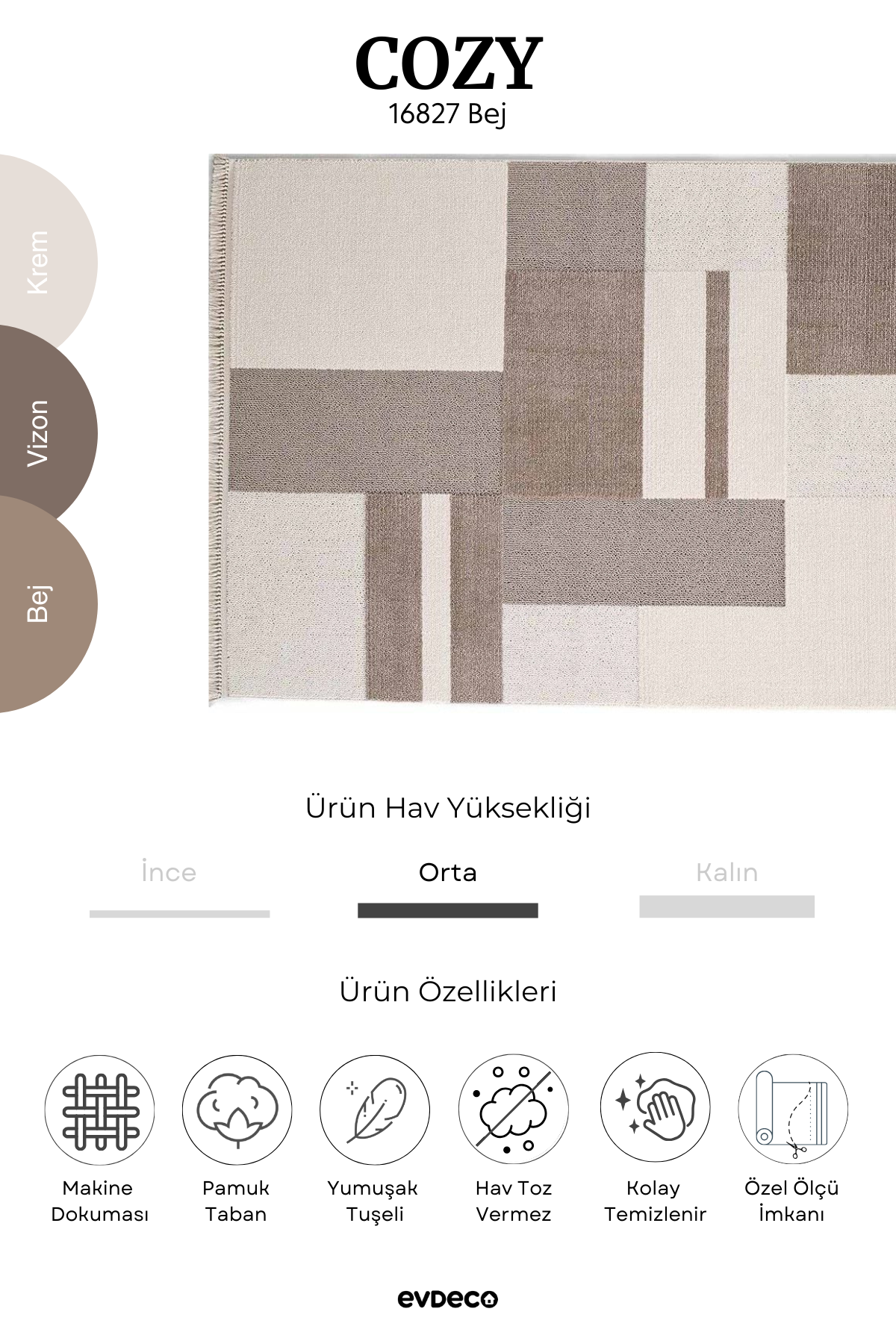 Seka Halı Cozy 16827 Bej Halı