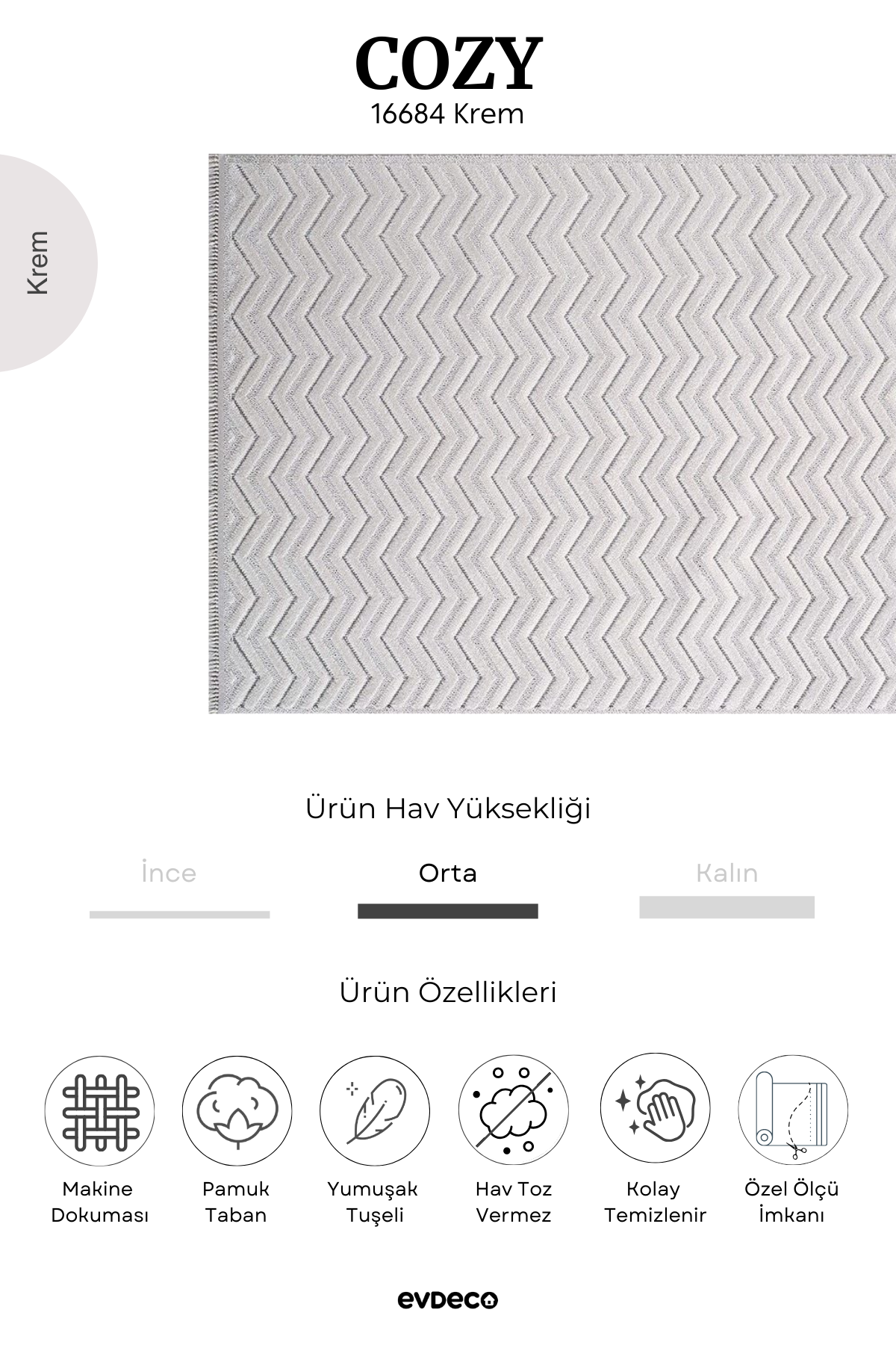 Seka Halı Cozy 16884 Krem Halı