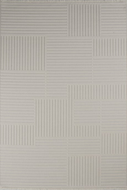 Evdeco Oslo 9201 Krem Yumuşak Tuşeli Modern Kesme Halı