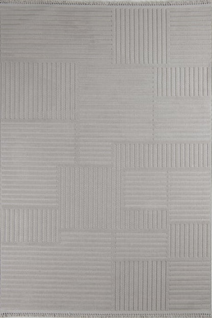 Evdeco Oslo 9203 Açık Gri Yumuşak Tuşeli Modern Kesme Halı