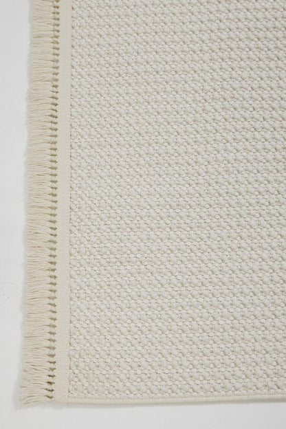 Evdeco Vena 1451 Krem Yumuşak ve Parlak Tuşeli Kesme Halı