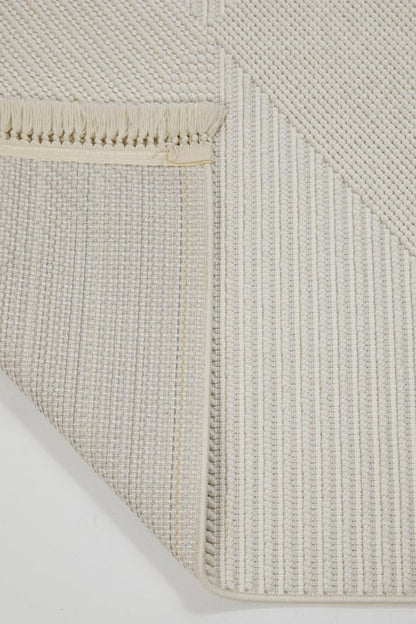 Evdeco Vena 1454 Krem Yumuşak ve Parlak Tuşeli Kesme Halı