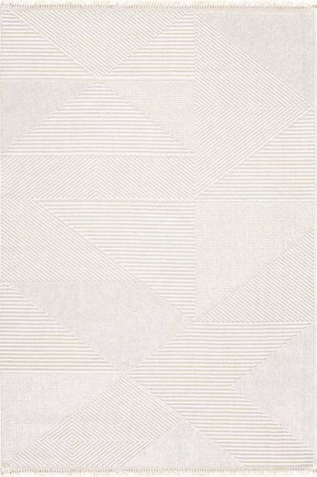 Evdeco Vena 1454 Krem Yumuşak ve Parlak Tuşeli Kesme Halı