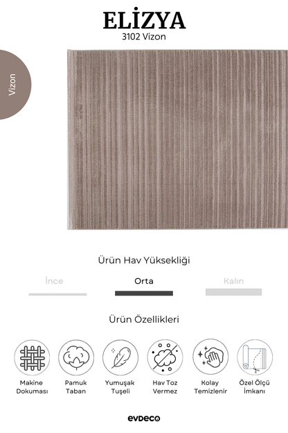 Seka Halı Elizya 3102 Vizon Modern Kesme Yolluk Halı