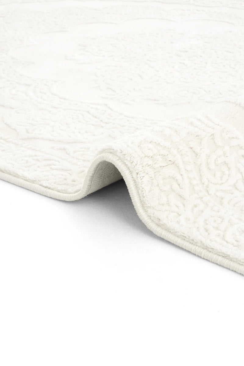 Evdeco Aden 8601 Beyaz Yumuşak Dokulu Salon Halısı - Beyaz - Evdeco