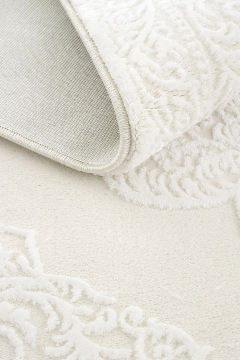 Evdeco Aden 8601 Beyaz Yumuşak Dokulu Salon Halısı - Beyaz - Evdeco