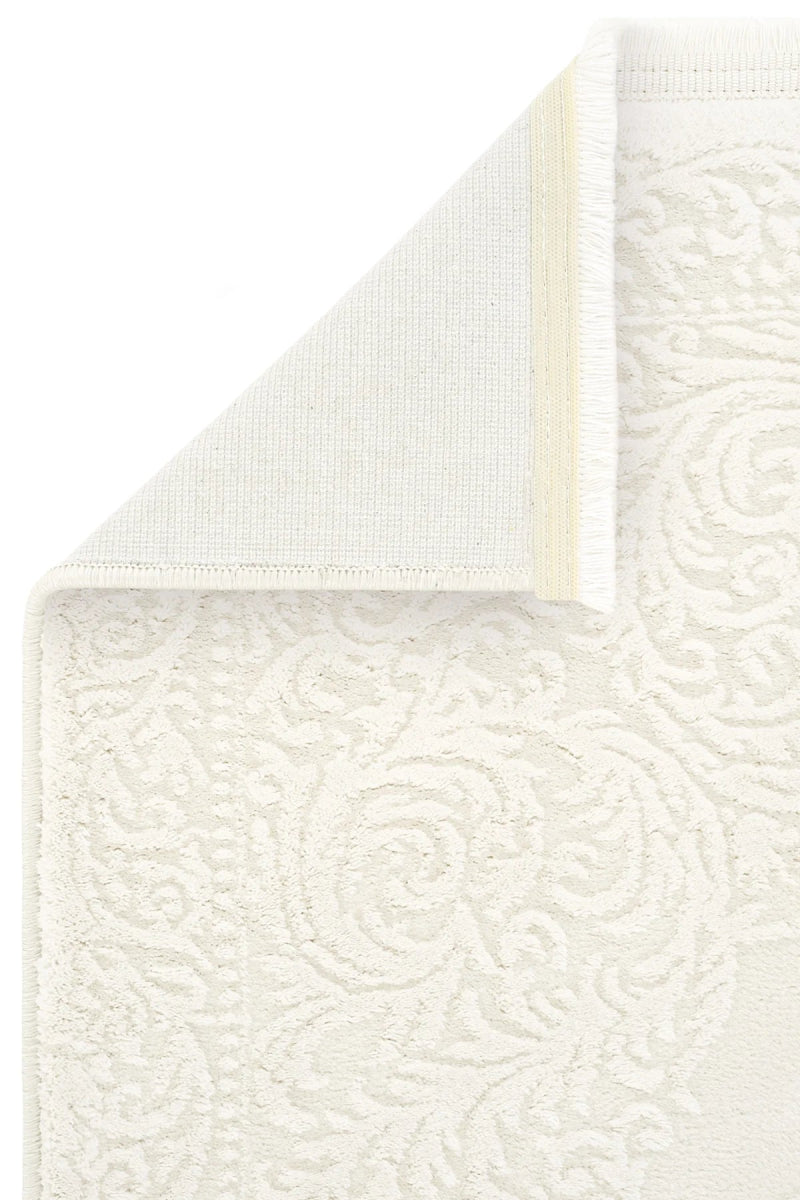 Evdeco Aden 8601 Beyaz Yumuşak Dokulu Salon Halısı - Beyaz - Evdeco