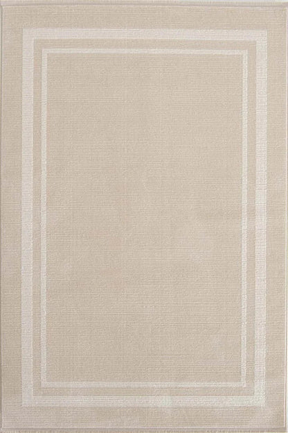 Evdeco Aden 8604 Bej Yumuşak Dokulu Salon Halısı - Krem - Evdeco