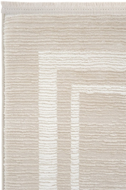 Evdeco Aden 8604 Bej Yumuşak Dokulu Salon Halısı - Krem - Evdeco