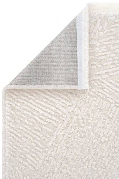 Evdeco Aden 8608 Krem Yumuşak Dokulu Salon Halısı - Krem - Evdeco