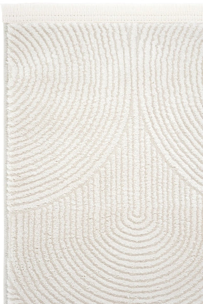 Evdeco Aden 8612 Krem Yumuşak Dokulu Salon Halısı - Krem - Evdeco
