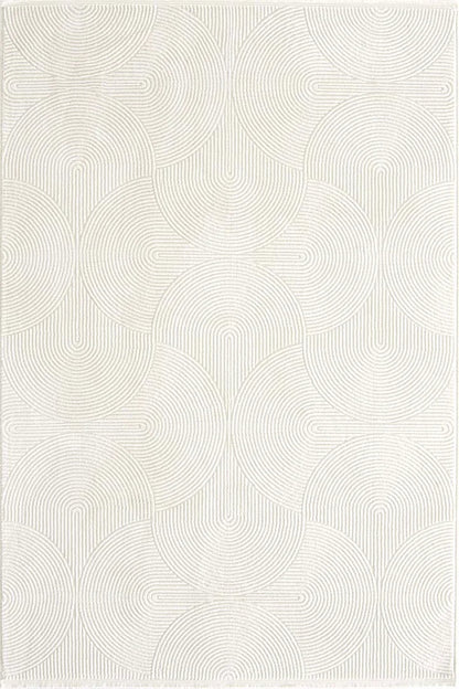 Evdeco Aden 8612 Krem Yumuşak Dokulu Salon Halısı - Krem - Evdeco