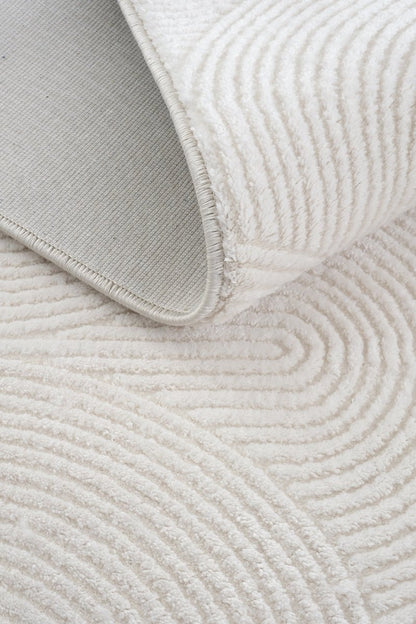 Evdeco Aden 8612 Krem Yumuşak Dokulu Salon Halısı - Krem - Evdeco