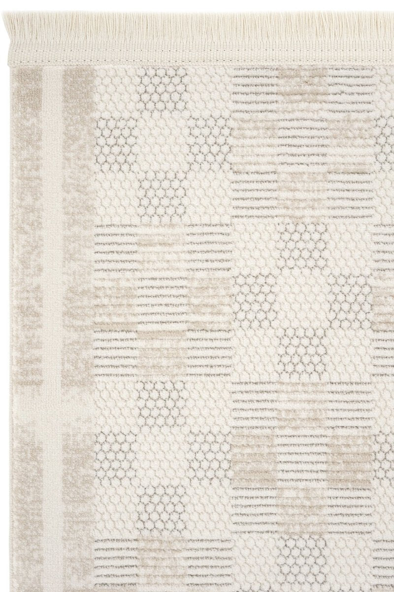 Evdeco Alya 9501 Bej Bukle Görünümlü Salon Dokuma Makine Halısı - Bej - Evdeco