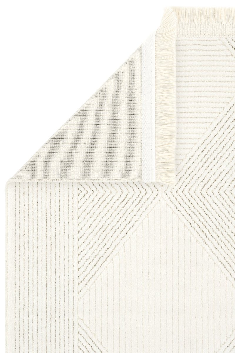 Evdeco Alya 9502 Krem Bukle Görünümlü Salon Dokuma Makine Halısı - Krem - Evdeco