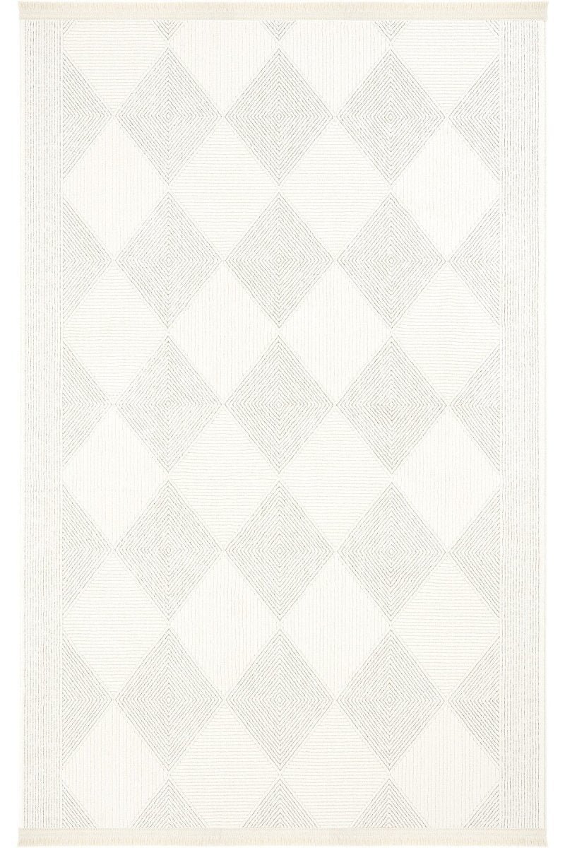 Evdeco Alya 9502 Krem Bukle Görünümlü Salon Dokuma Makine Halısı - Krem - Evdeco