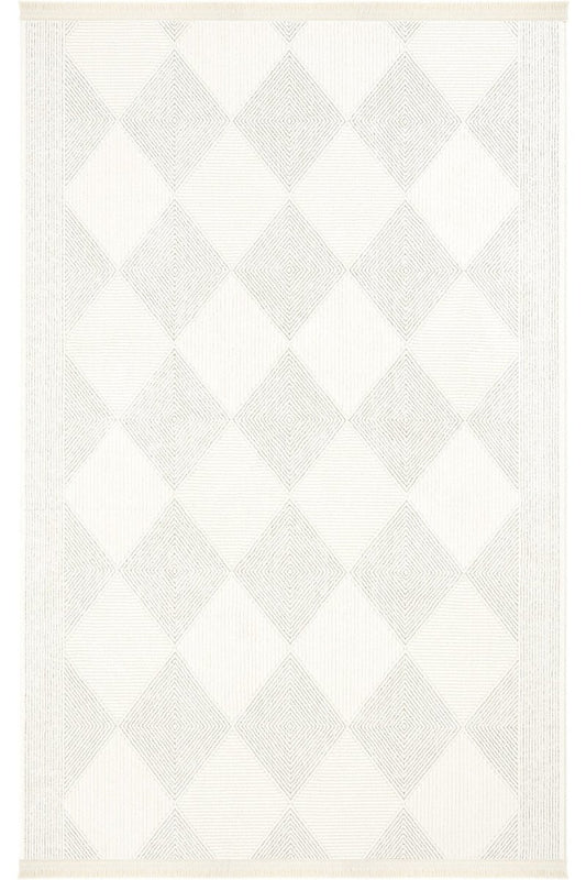 Evdeco Alya 9502 Krem Bukle Görünümlü Salon Dokuma Makine Halısı - Krem - Evdeco