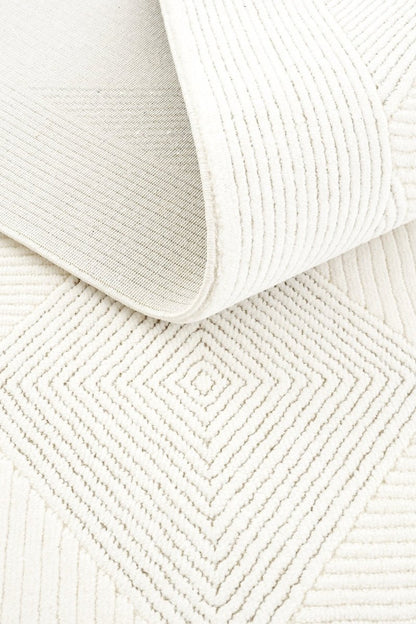 Evdeco Alya 9502 Krem Bukle Görünümlü Salon Dokuma Makine Halısı - Krem - Evdeco