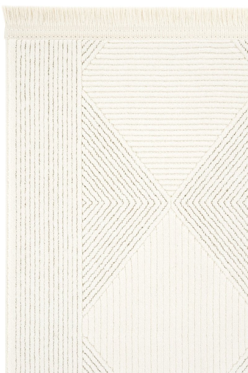 Evdeco Alya 9502 Krem Bukle Görünümlü Salon Dokuma Makine Halısı - Krem - Evdeco